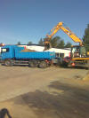 K�r lastbil juni -09. Gr�vning f�r fj�rrv�rme p� saltvik